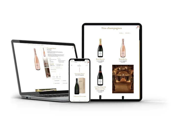 La boutique en ligne Champagne Boizel sur ordinateur, tablette et mobile