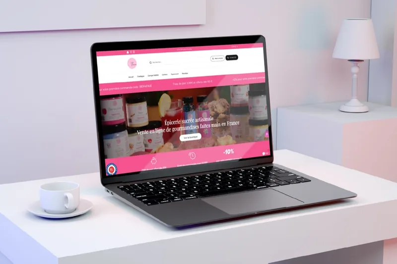 La boutique en ligne de La Fée de la Gourmandise sur un ordinateur portable