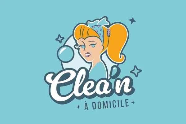 Le logo Clea’n à domicile, illustration d’un personnage soufflant des bulles, sur fond bleu.
