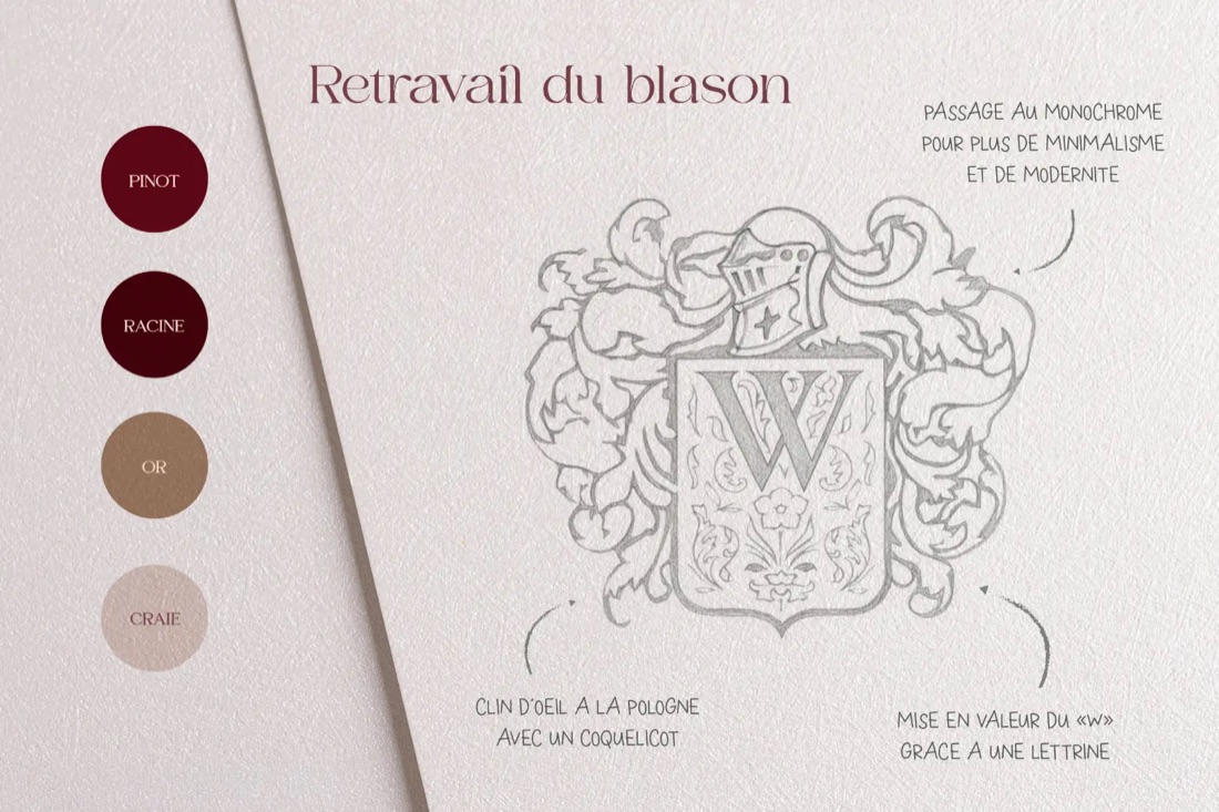 Planche de refonte du blason Champagne Pascal Walczak et sa palette.