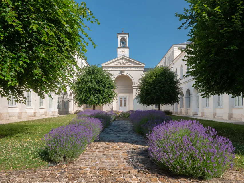 Le jardin de l'hospice Saint-Nicolas à Troyes, bordé de lavande.