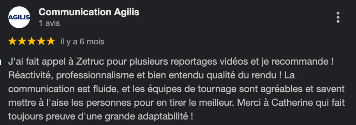 Avis google Zetruc Reims et Troyes - Agilis