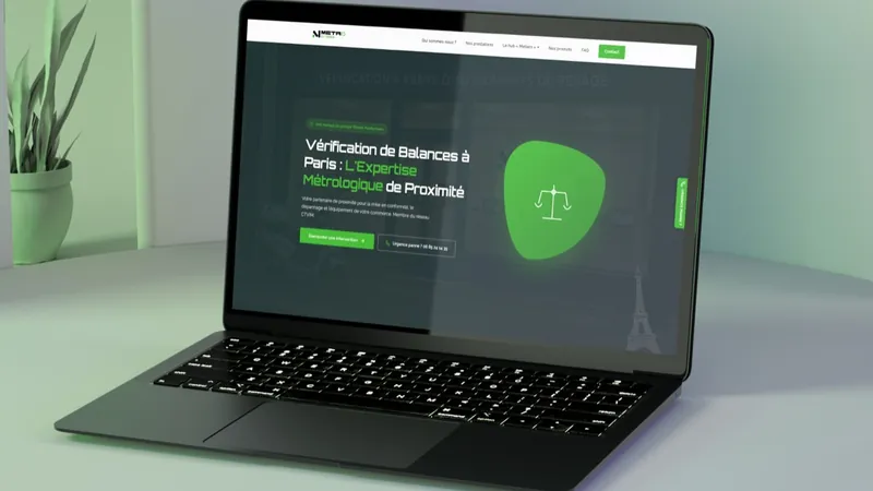 La page d’accueil du site de Métrio sur un ordinateur portable