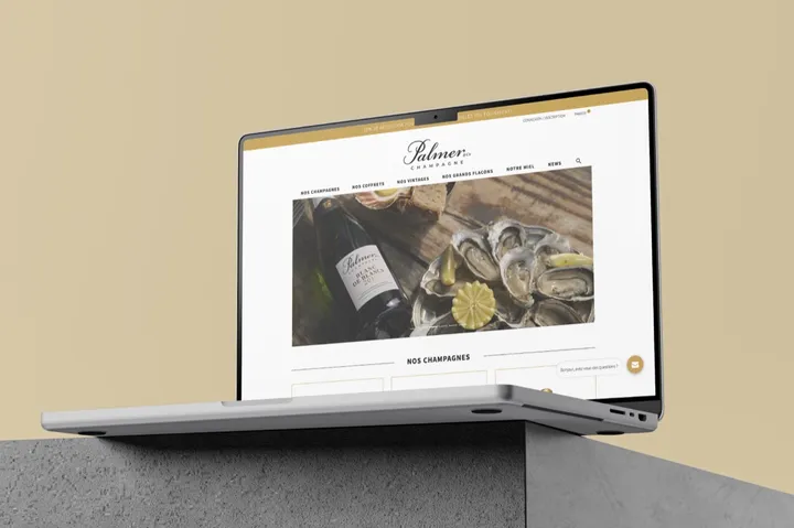 La boutique en ligne de Champagne Palmer sur un ordinateur portable