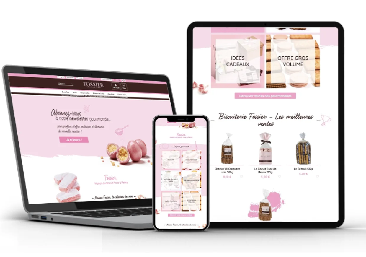 La boutique en ligne Fossier sur ordinateur, tablette et mobile.